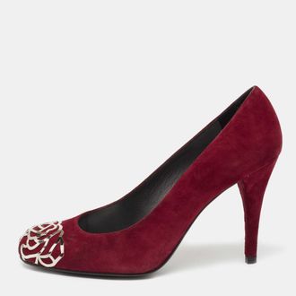 Stuart Weitzman Burgundy Suede Rosita Round Toe Pumps