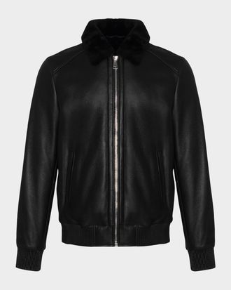Gorski Men & apos;s Lamb Shearling Bomber Jacket