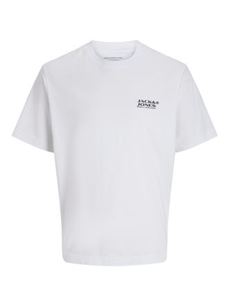 Jack & Jones Print-Shirt JACK & JONES JCOCALMA BACK PRINT TEE SS CREW NECK, Herren, Gr. XS, weiss (hellwei&szlig;), Jersey, Obermaterial: 100% Baumwolle, bedruckt, regul