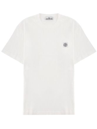 Stone Island White Logo Crew Neck T-Shirt