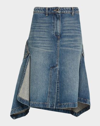 Brandon Maxwell Frankie Denim Handkerchief Skirt