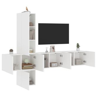 Berkfield Home 5 Piece TV Wall Units White Engineered Wood