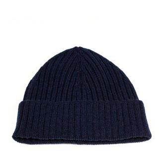 KANGRA Accessoires, Heren, Blauw, ONE Size, Ribgebreide Cashmere Beanie
