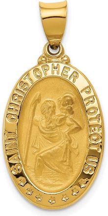 Diamond2Deal 14k Yellow Gold Polished and Satin St. Christopher Medal Hollow Pendant