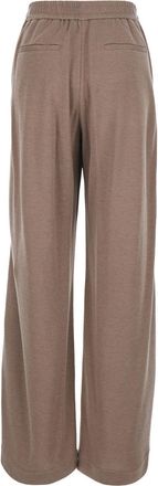 Brunello Cucinelli Womens Wide-Leg Trousers Brown Cotton