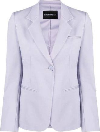 Emporio Armani Single-Breasted Blazer - Dames - Blazers - Paars - 2XS - Katoen - Jassen