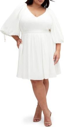 City Chic Scarlette Long Sleeve Dress in Ivory at Nordstrom Rack, Size M/18W