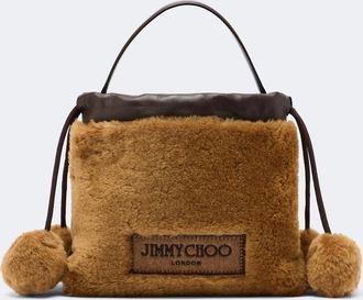 Jimmy Choo London Drawstring Mini shearling top-handle bag