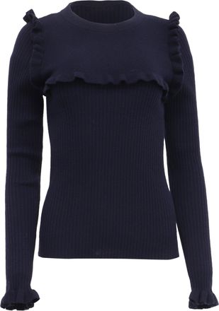 See By Chlo&eacute; See by Chlo&eacute; Ruffled Sweater in Navy Blue Alpaca Wool