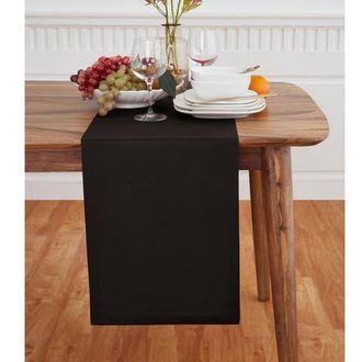 Solino Home Cotton Linen Plain Table Runner for Dining Table, Holiday and Everyday Table Decor - Dru in Black at Nordstrom, Size Medium