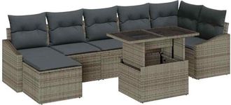vidaXL Garden Sofa Set 8 pcs Grey Poly Rattan and Powder-Coated Steel vidaXL