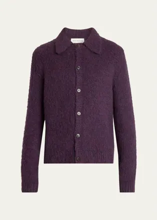 Dries Van Noten Mens Melange Wool Blend Cardigan