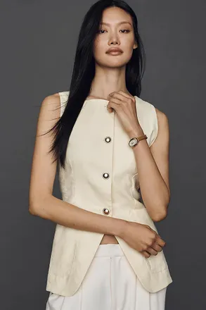 Maeve Linen Blend Cutaway Vest Jacket