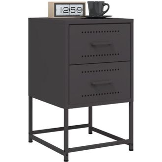 vidaXL Mesitas De Noche 2 Uds Acero Negra 36x39x60,5 Cm Vidaxl