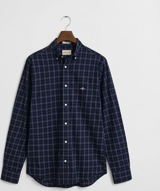 GANT Mens GANT Mens Regular Fit Classic Poplin Check Shirt - 423 Persian Blue - Navy - Size: 38/Regular
