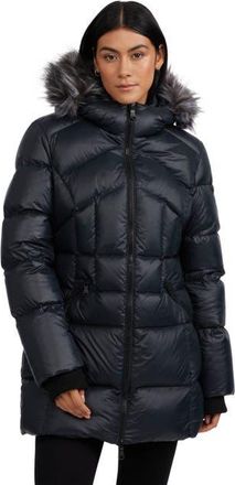 Pajar Womens Ares Fixed Hood Puffer with Fixed Bib in Black at Nordstrom, Size Large