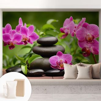 Tulup Carta Da Parati Con Design Moderno - Con Motivi Moderni - Fotomurali In Tnt Soggiorno Camera De Letto Sala Ufficio Pietre Di Orchidea 208x146 Cm