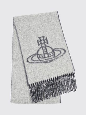 Vivienne Westwood Sciarpa in lana con motivo logo Orb e bordi sfrangiati