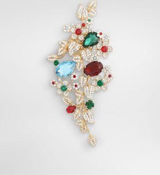 Dolce & Gabbana Maxi Floral Brooch With Rhinestones - Man Bijoux Multi-colored Metal Onesize