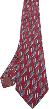 Dior Cravatta in seta con stampa geometrica - Rosso
