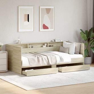 vidaXL Sof&aacute; Cama Con Cajones Sin Colch&oacute;n Roble Sonoma 75x190 Cm Vidaxl