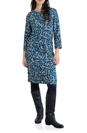 Seasalt Cornwall Cornish Oaks Long Sleeve Stretch Organic Cotton Dress in Pressed Plants Lichen at Nordstrom, Size 10 Us