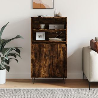 vidaXL Vidaxl - Aparador Alto Madera Contrachapada Roble Ahumado 60x36x110 Cm