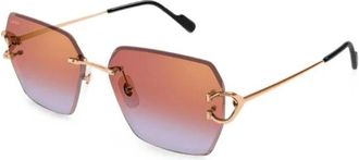 Cartier Zonnebril vierkant - Dames - Zonnebrillen - Geel - 58 MM - Accessoires