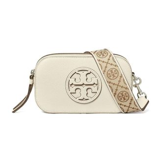 Tory Burch Tory Burch, Cross Body Bags, female, Beige, Size: ONE SIZE Textured Leather Dual-Compartment Crossbody Bag