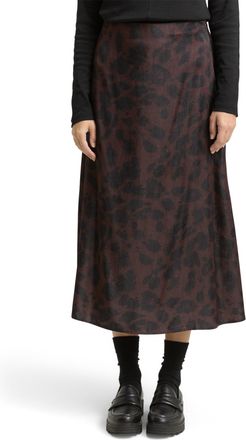 Tom Tailor Satinrock TOM TAILOR, Damen, Gr. 34, braun schwarz big leo print, Satin, Obermaterial: 62% Viskose, 38% Polyester, animal-print, bedruckt, regular fit