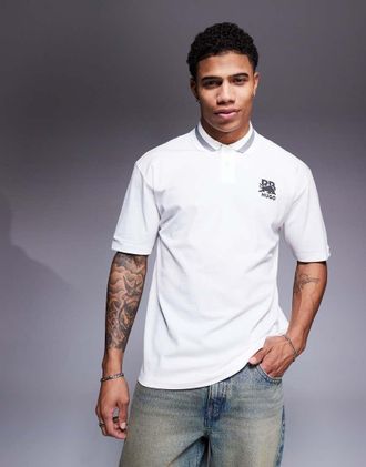 HUGO BOSS white poloshirt / 3XL / 美品 BOSS - Cotton-piqué polo shirt with logo print - White