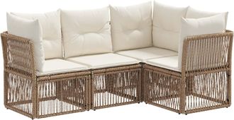vidaXL Conjunto De Sof&aacute;s De Jard&iacute;n 4 Uds. Beige Rat&aacute;n Sint&eacute;tico Vidaxl