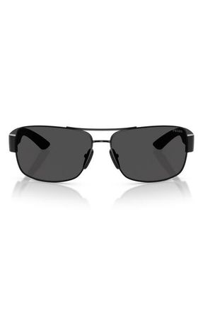 Prada 65mm Shield Sunglasses in Black /Dark Grey at Nordstrom