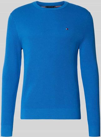Tommy Hilfiger Regular Fit Strickpullover aus reiner Baumwolle in Royal Melange, Gr&ouml;&szlig;e XXL