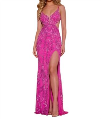 Jovani Emery Long Formal Prom Dress Gown In Magenta