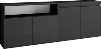 Skraut Home Aparadores Para Sal&oacute;n, Gran Capacidad De Almacenaje, 200x75x35cm, 4 Puertas, Armario, Zapatero, Estilo Moderno, Negro - Skraut Home