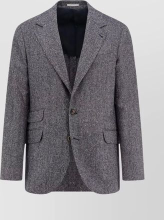 Brunello Cucinelli herringbone wool cashmere single breasted blazer