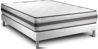 VITALIT Vitalit - Base Tapizada Blanco + Colch&oacute;n Con Muelles Y Viscoel&aacute;stica 140 X 190
