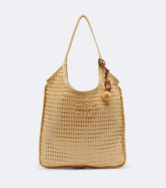 Miu Miu Ivy crochet raffia-effect shopper