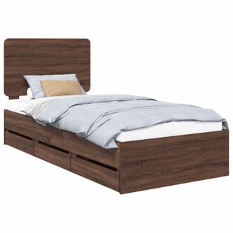 vidaXL Estructura De Cama Roble Marr&oacute;n 100 X 200 Cm Madera Ingenieril Vidaxl
