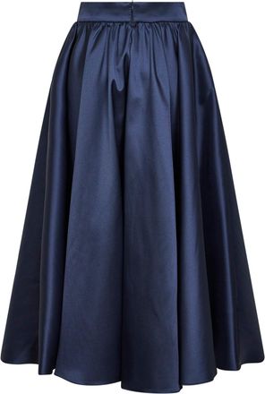 Blanca Vita Womens Navy Satin Geky Full Midi Skirt Blue Polyester