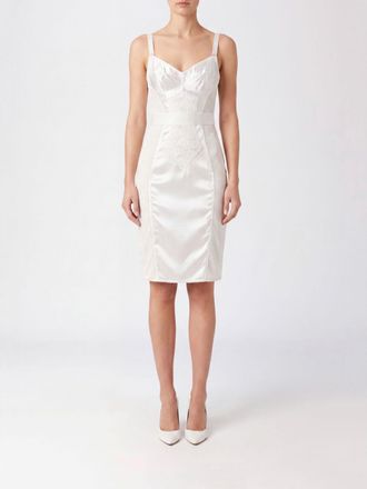 Dolce & Gabbana Satin Midi Slip Dress with Lace Inserts
