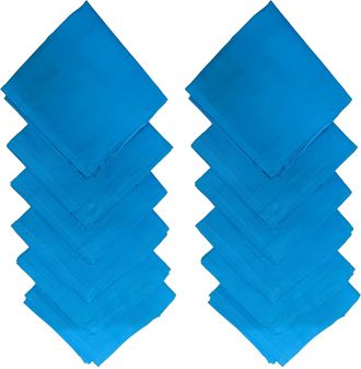 Generic Cotton Plain Handkerchief for Men & Women Rumal Hankey Office & House Use 12 Pcs (Blue)