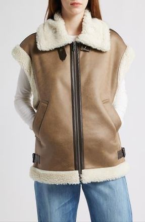 Bernardo Faux Shearling Vest in Brown at Nordstrom Rack, Size Large