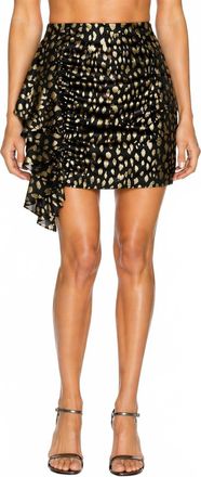 Rhode Resort Hannah Ruffle Mini Skirt In Black Gold Metallic