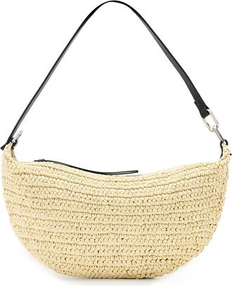AllSaints Micro Luna Raffia Shoulder Bag in Unbleached White at Nordstrom