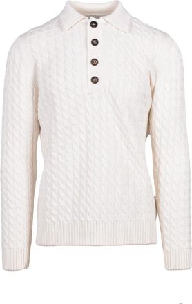 Eleventy Knit Polo Shirt With Textured Cable Design