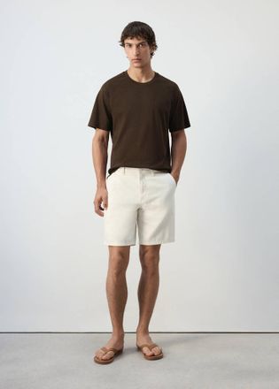 Mango Maglietta relaxed-fit misto cotone lino cioccolato - Uomo - XXL - MANGO MAN