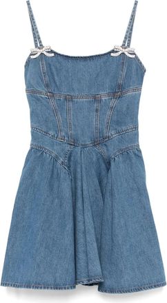 Self Portrait Abito corto denim svasato - Blu