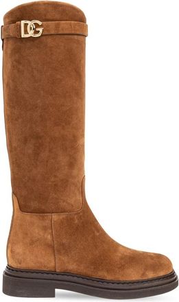Dolce & Gabbana Su&egrave;de laarzen - Dames - Hoge Laarzen - Bruin - 36 EU - Su&egrave;de - Schoenen